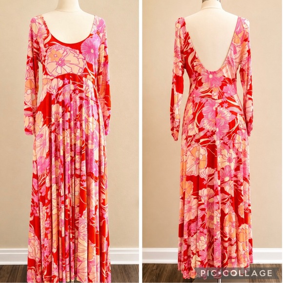 Free People Dresses & Skirts - Free People First Date Jersey Maxi Dress XL Pockets Cherry Combo Bloomcore Pink